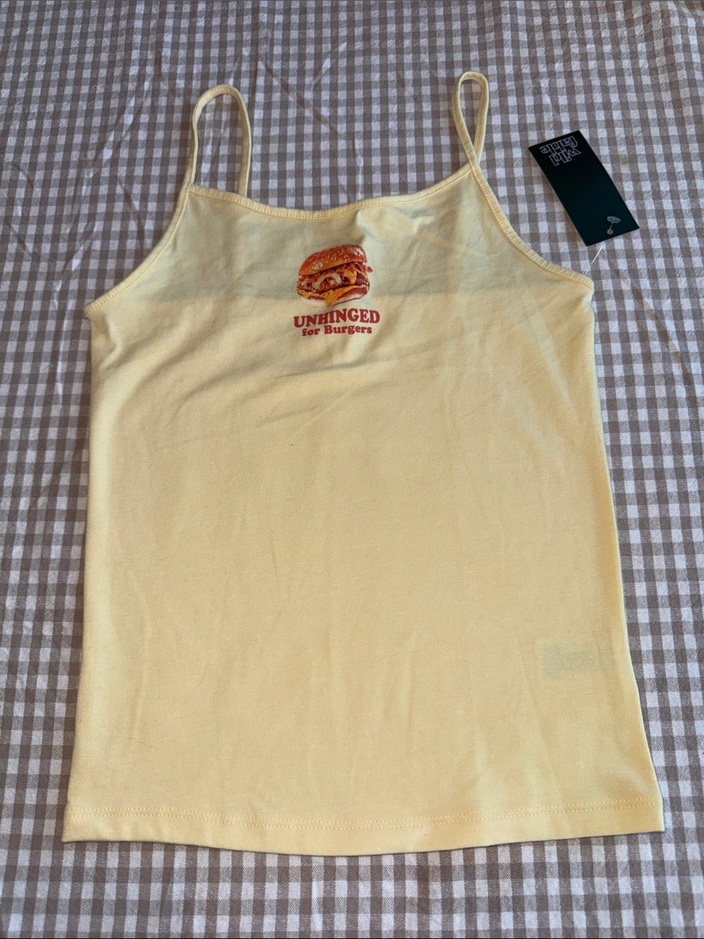wild fable Pale Yellow Spaghetti Strap Camisole with Burger Graphic